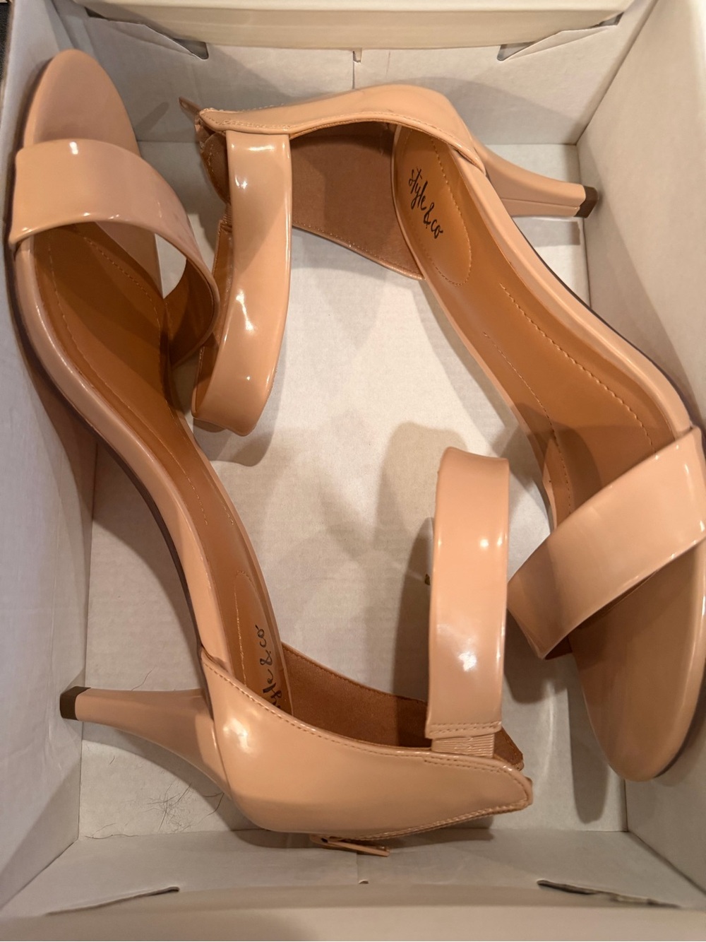 Style & Co. Patent Nude Single-Strap Heeled Sandals
